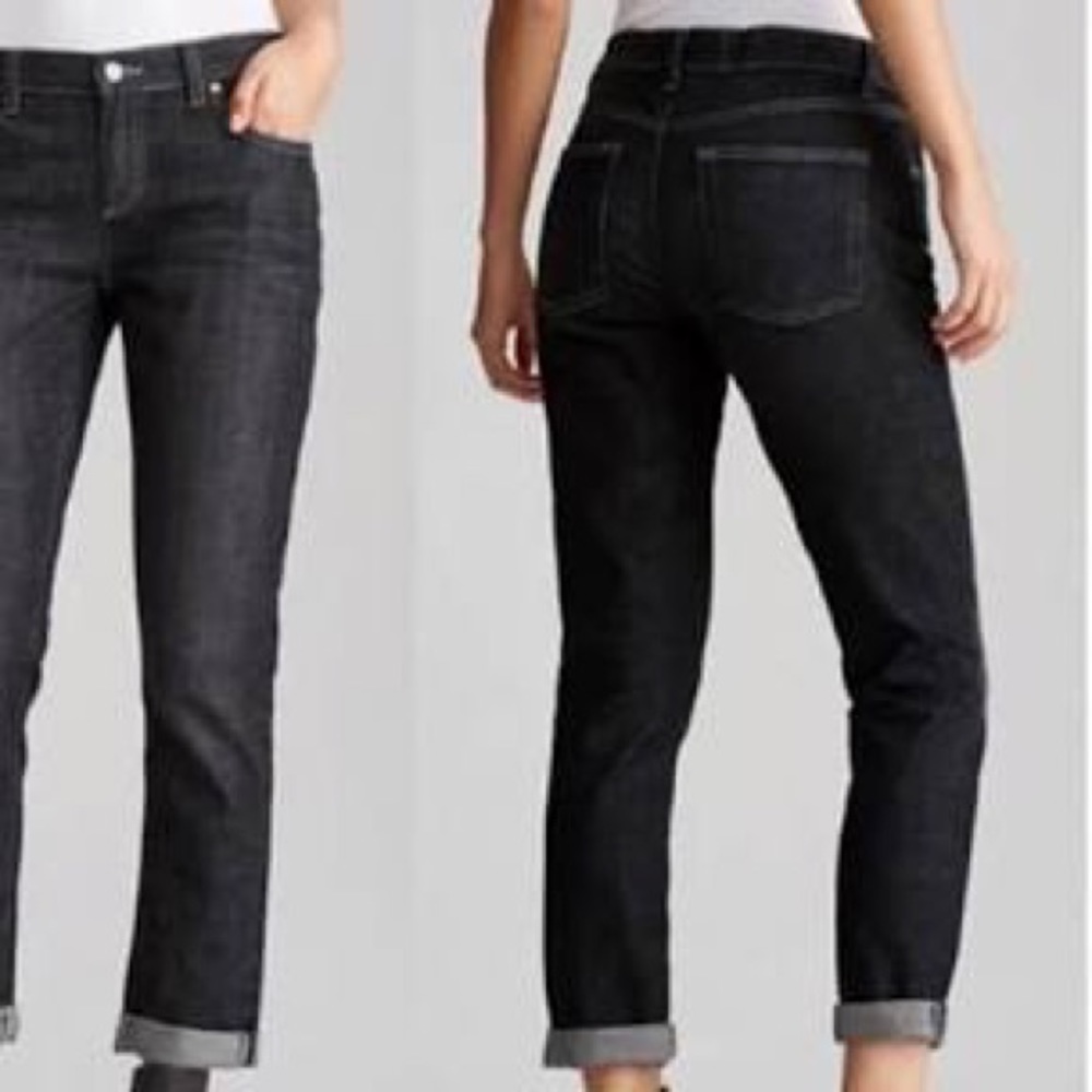 Eileen Fisher denim, size 8, black boyfriend jeans.